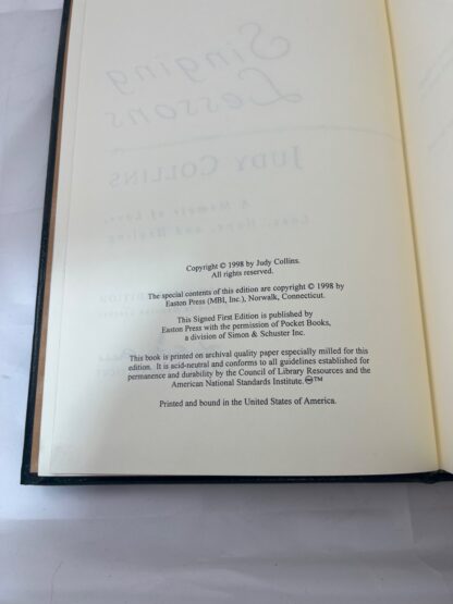 Singing Lessons - Judy Collins - Easton Press(1998) - Signed - Image 3