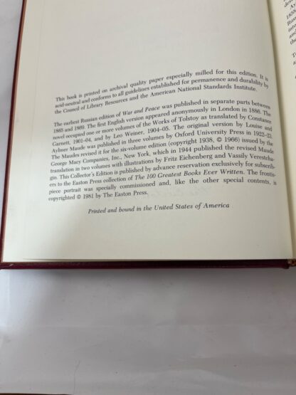 War and Peace - Tolstoy - Easton Press(1981) - Image 3