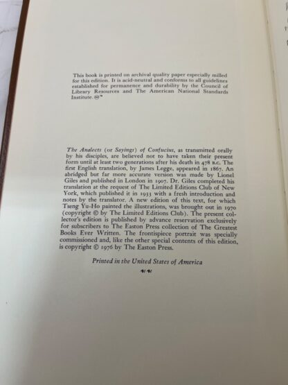 The Analects of Confucius - Lionel Giles - Easton Press(1976) - Image 3