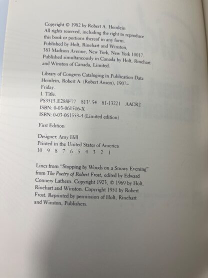 Friday - Robert A. Heinlein - First Edition First Printing - 1982 - Image 3