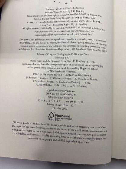 Harry Potter and the Sorcerer's Stone Special Anniversary Edition - 1st Edition/1st Print - Image 3