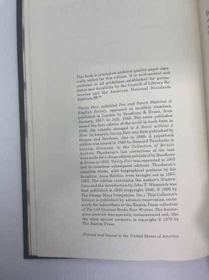 Vanity Fair: A Novel Without a Hero - Easton Press - Image 4