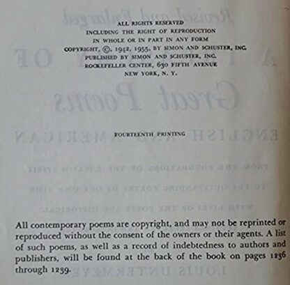 A Treasury of Great Poems, English and American, from the Foundations of the English Spirit to the Outstanding Poetry of Our Own Time, With Lives of t Untermeyer, Louis - Image 4