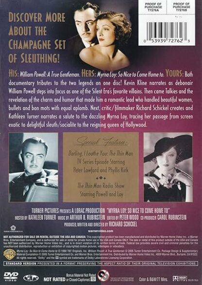 Alias Nick and Nora - Two Documentary Profiles (William Powell: A True Gentleman / Myrna Loy: So Nice to Come Home to) [DVD] - Image 3