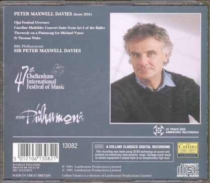 Maxwell Davies: Caroline Mathilde Concert Suite / St Thomas Wake / Ojai Festival Overture / Threnody on a Plainsong for Michael Vyner Classical (CD) - Image 3