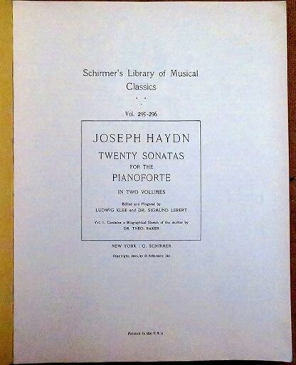 Schirmer's Library of Musical Classics Vol. 295 HAYDN SONATAS For The Piano Book 1 - Image 3