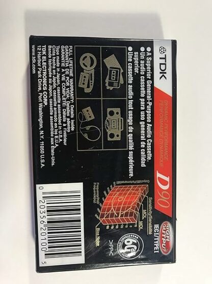 TDK Standard Size Audio Cassette Cassette,D90 Audio A00808-20 (Pack of 1) - Image 3