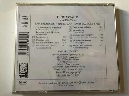 Tallis;Lamentations [Audio CD] Deller and Deller Consort - Image 3