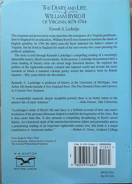 The Diary and Life of William Byrd II of Virginia, 1674-1744 Lockridge, Kenneth A. - Image 3