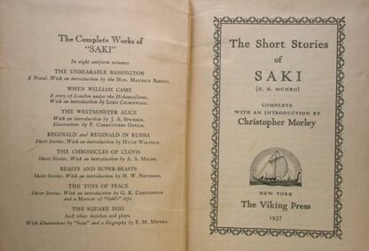 The short stories of. . . Complete with an introduction by Christopher Morley. [Hardcover] SAKI (MUNRO, H.H.) - Image 6