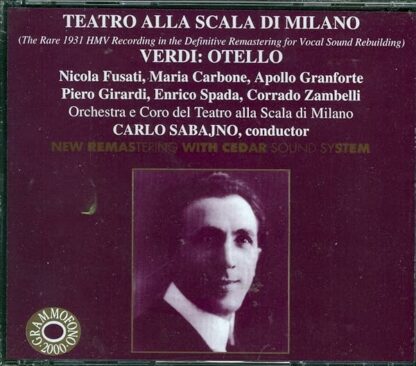 Verdi - Otello [Audio CD] Verdi, Giuseppe; Sabajno, Carlo; Milan La Scala...